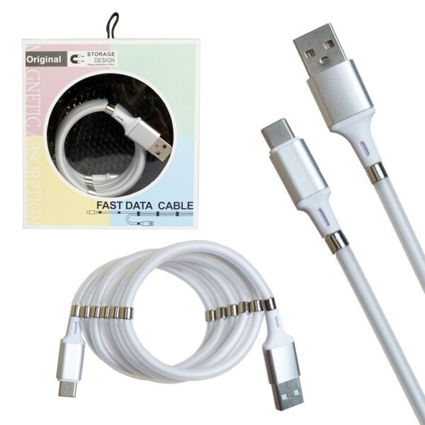 Кабель USB magnet MR-36 Type-C 1m White (New Product)